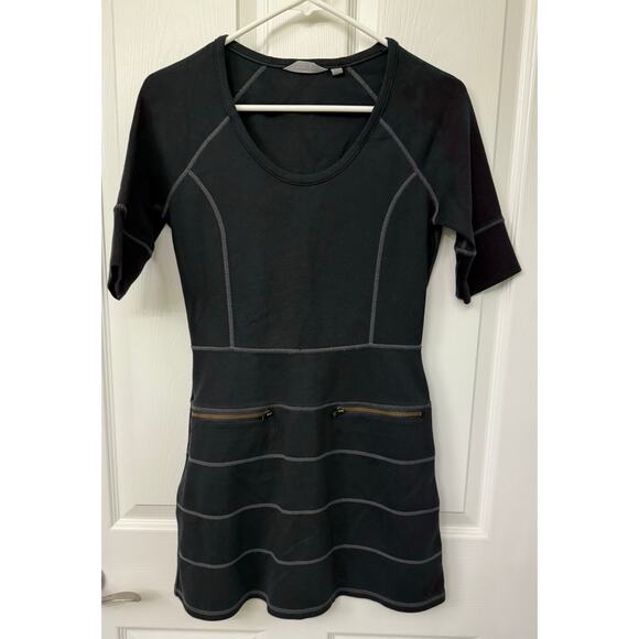 ATHLETA Strata Stretch Ponte Dress Style 918982 Black Travel Short Sleeve Sz XSP - Picture 5 of 9
